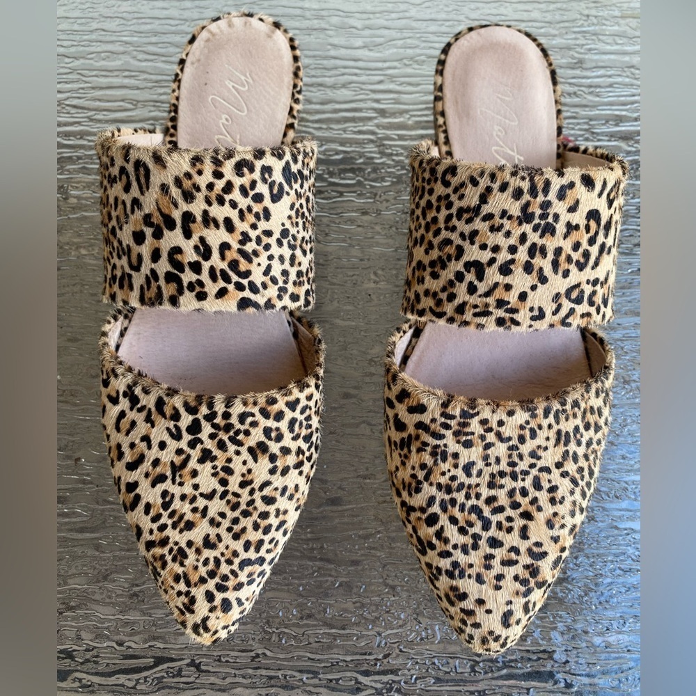 Matisse Leopard Print Leather and Calf Hair Mules Size 7 - Picture 6 of 7